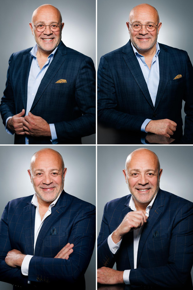 Portrait professionnel en studio, style vertical adapté pour profil LinkedIn Paris 2ème arrondissement