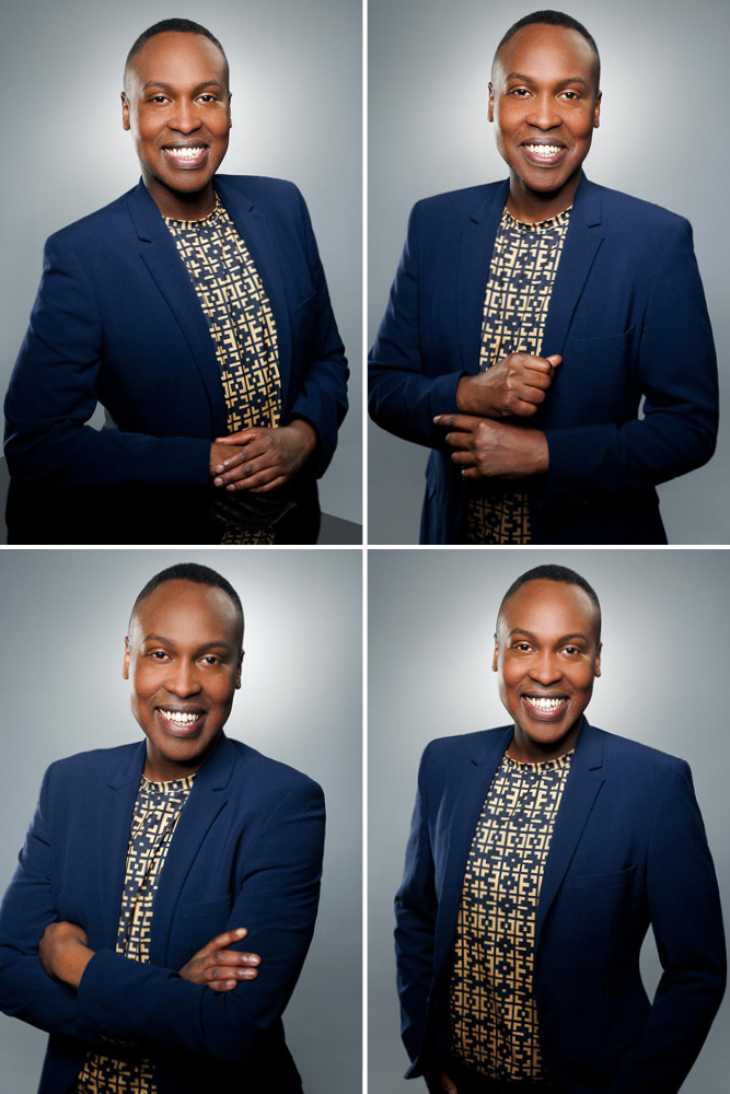 Portrait classique avec éclairage doux sur un fond neutre, style professionnel et sobre.