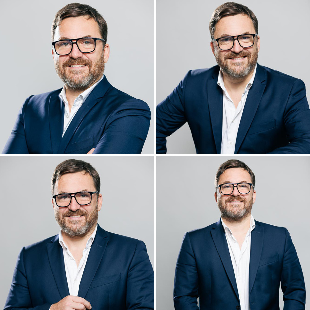 Portrait professionnel d'un CEO en costume, idéal pour photo de CV.