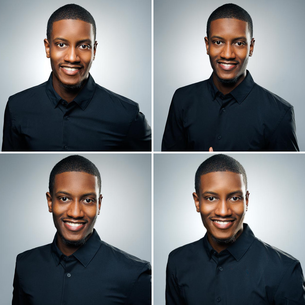Portrait professionnel d'un homme en chemise noire, idéal pour photo de CV.