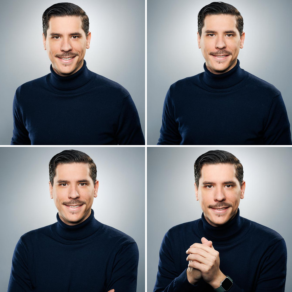 Portrait professionnel d'un homme en studio pour photo de CV.